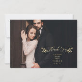 植物枝エレガントカスタム写真結婚ズ サンキューカード (正面)