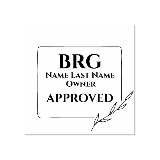 植物枠モノグラムの所有者の承認 ラバースタンプ (インプリント)