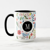 植物柄かわいいカラフル葉と花 マグカップ (左)