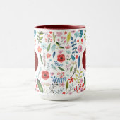 植物柄かわいカラフルい葉と花V2 マグカップ (中央)