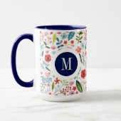 植物柄かわいカラフルい葉と花V3 マグカップ (左)