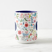 植物柄かわいカラフルい葉と花V3 マグカップ (中央)