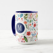 植物柄かわいカラフルい葉と花V3 マグカップ (正面左)