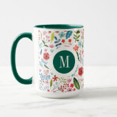 植物柄かわいカラフルい葉と花V3 マグカップ (左)