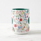 植物柄かわいカラフルい葉と花V3 マグカップ (中央)