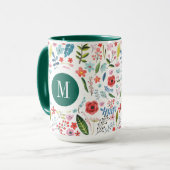 植物柄かわいカラフルい葉と花V3 マグカップ (正面左)