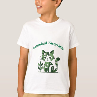 植物柄の猫 Tシャツ