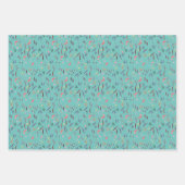 植物柄グレーグリーンラッピング紙 ラッピングペーパーシート (正面2)