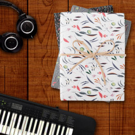 植物柄離れ白黒ラッピング紙 ラッピングペーパーシート