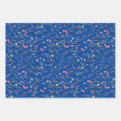 植物柄離れ紫ブルーラッピング紙 ラッピングペーパーシート (正面)