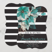 植物柄 花飾り ストライプ 結婚前お披露目パーティー招待状 招待状 (正面/裏面)