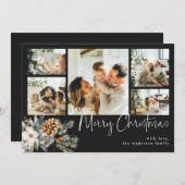 植物株エレガント&フォトブラッククリスマス シーズンカード (正面/裏面)