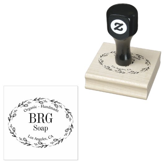 植物楕円 |手作モノグラムのりオーガニック石鹸 ラバースタンプ (押印)
