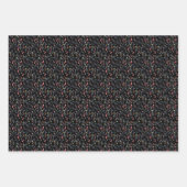 植物模様の赤いグレーの黒の包装紙 ラッピングペーパーシート (正面3)