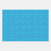 植物模様グリーンイエローブルー包装紙 ラッピングペーパーシート (正面3)