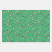 植物模様グリーンイエローブルー包装紙 ラッピングペーパーシート (正面2)