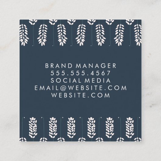 植物模様 スクエア名刺 (裏面)