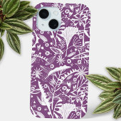 植物模様（紫） iPhone 15ケース