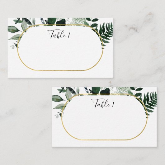 植物樹モダンエレガント生護衛カード プレイスカード (正面/裏面)