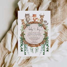 植物樹林動物緑の赤ちゃんシャワー 招待状