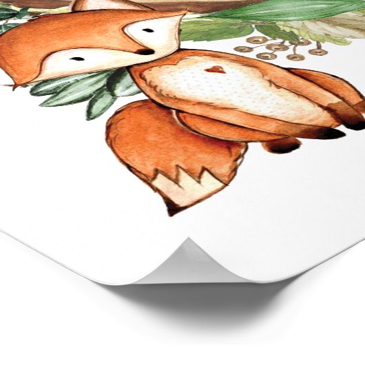 植物樹林動物赤ちゃんシャワーへようこそ ポスター (角)