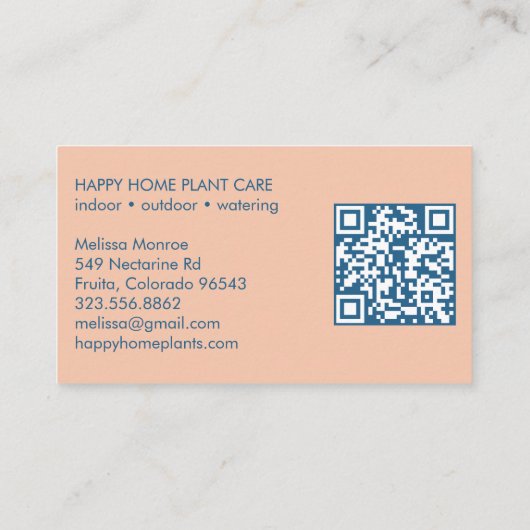 植物気に植物着座かわいいフロントドアQRコード 名刺 (裏面)