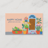 植物気に植物着座かわいいフロントドアQRコード 名刺 (正面)