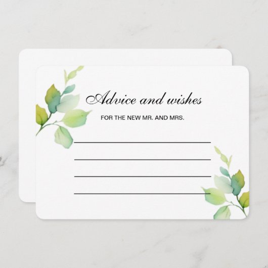 植物水エレガント色ブライダルシャワーアドバイス エンクロージャーカード (正面/裏面)