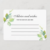 植物水エレガント色ブライダルシャワーアドバイス エンクロージャーカード (正面)