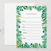 植物水彩画 招待状 記入欄付き (正面/裏面)