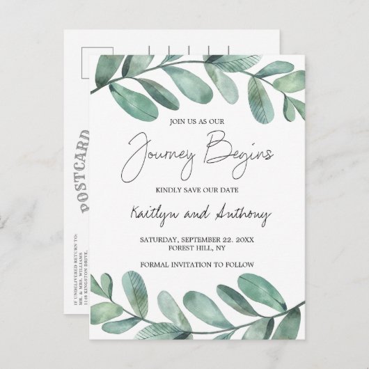 植物水彩緑化ユーカリのアナウンセム 案内ポストカード (正面/裏面)