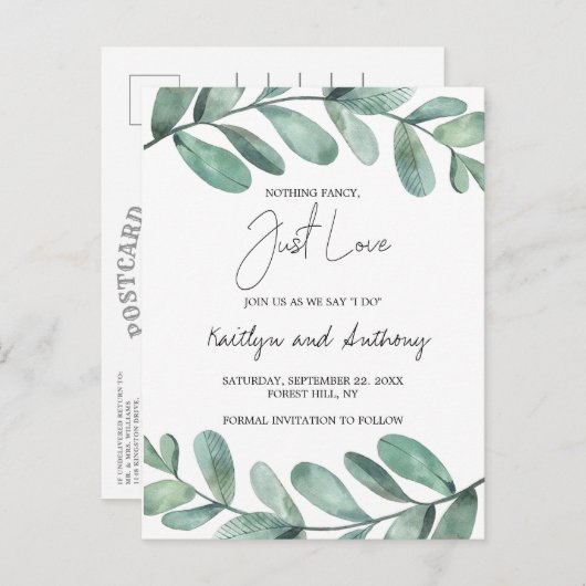 植物水彩緑化ユーカリのアナウンセム 案内ポストカード (正面/裏面)