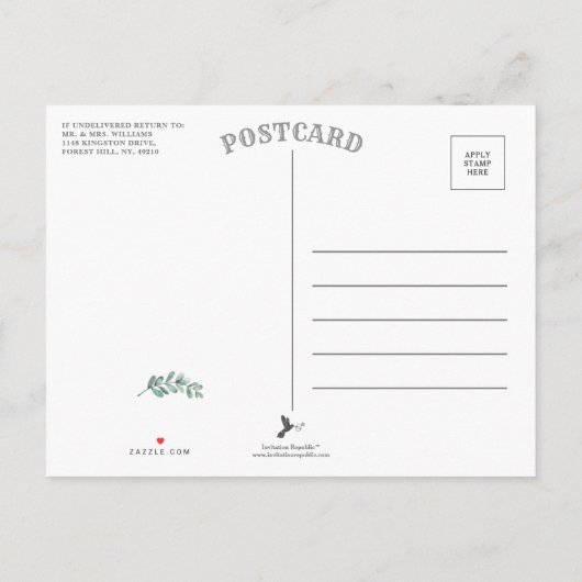 植物水彩緑化ユーカリのアナウンセム 案内ポストカード (裏面)