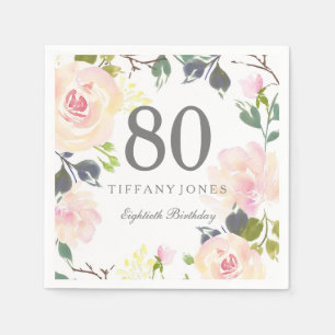 植物水彩花80th誕生日パーティー スタンダードカクテルナプキン