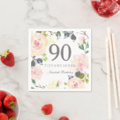 植物水彩花90th誕生日パーティー スタンダードカクテルナプキン (インサイチュ)