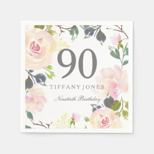 植物水彩花90th誕生日パーティー スタンダードカクテルナプキン