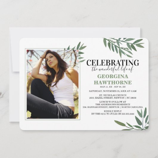 植物水彩記念撮影招待状 招待状 (正面)