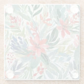 植物水彩赤ポインセチア離れ花類 ガラスコースター (裏面)