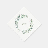 植物水色オリーブ離れモノグラムの品 スタンダードカクテルナプキン (角)