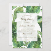 植物熱帯葉のベビーシャワー招待 招待状 (正面)
