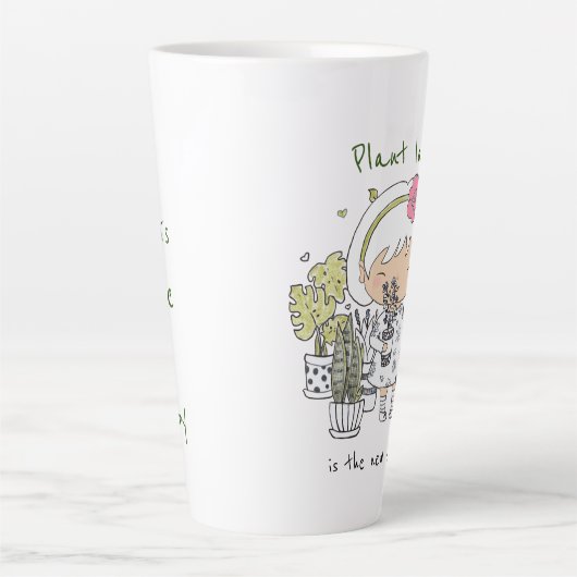 植物熱狂するの女神/私の植物は私を幸せにする カフェラテマグ (正面)