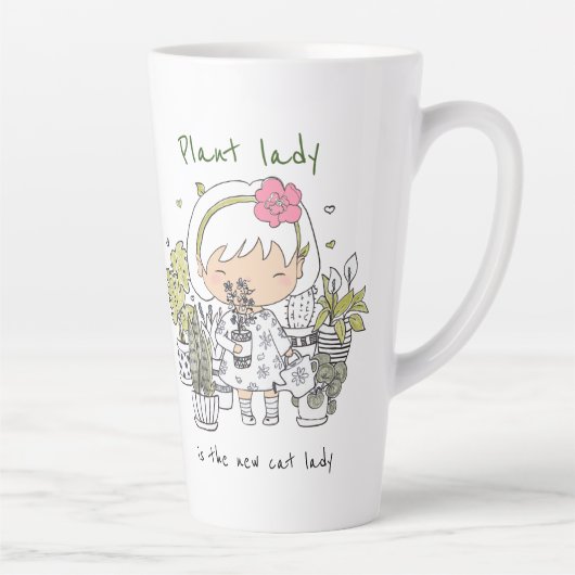 植物熱狂するの女神/私の植物は私を幸せにする カフェラテマグ (右)
