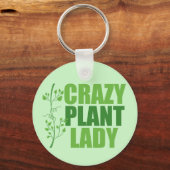植物熱狂するレディーキュートグリーン植物学者 キーホルダー (正面)