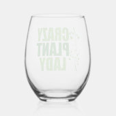 植物熱狂するレディーキュートグリーン植物学者 ステムなしワイングラス (裏面)