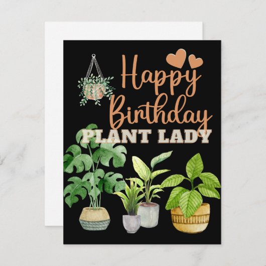 植物熱狂する女性、植物ママ誕生日 (正面/裏面)