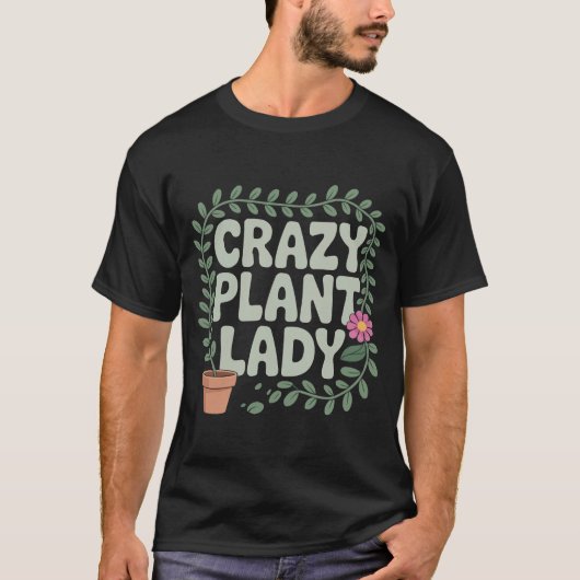 植物熱狂する婦人植物用庭園愛好家T型 Tシャツ (正面)