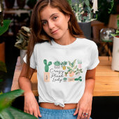 植物熱狂する婦人 |シックな水彩鉢植え トライブレンドTシャツ
