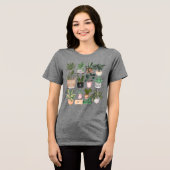 植物熱狂する婦人 |シックな水彩鉢植え トライブレンドＴシャツ (正面全面)
