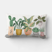 植物熱狂する婦人 |シックな水彩鉢植え ランバークッション (裏面)
