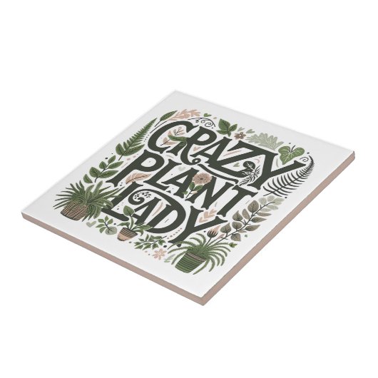 植物熱狂する婦人 タイル (側面)